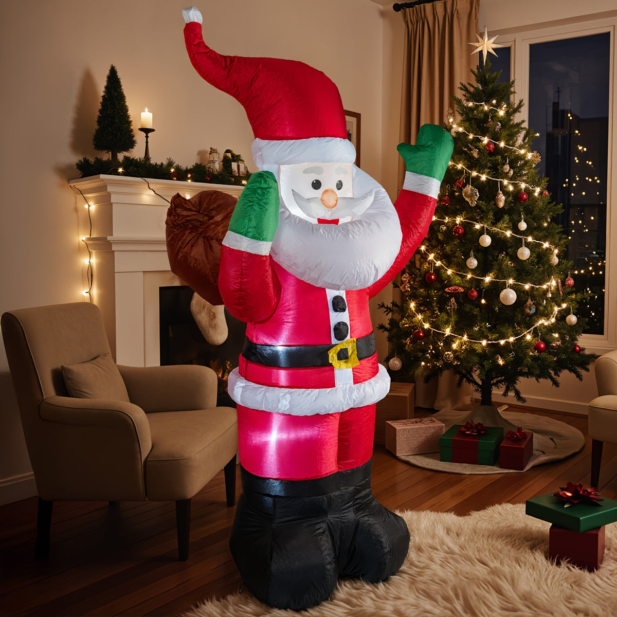 Rotating LED Christmas inflatable offered in three styles