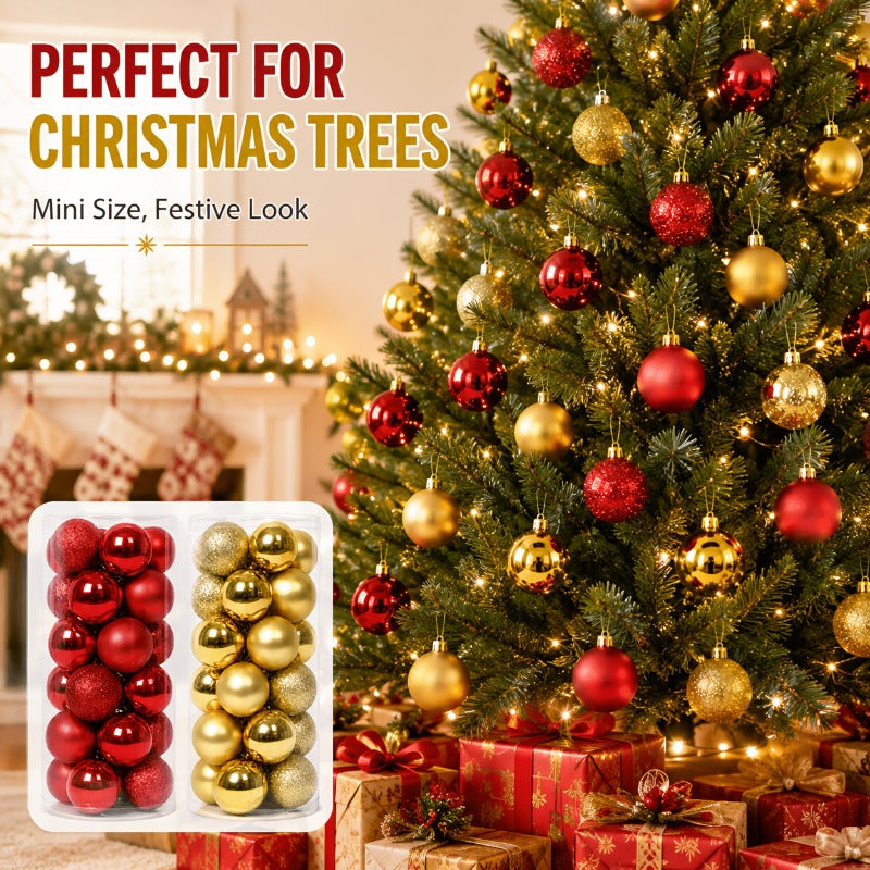 Shatterproof plastic Christmas ball ornaments, 48 piece set