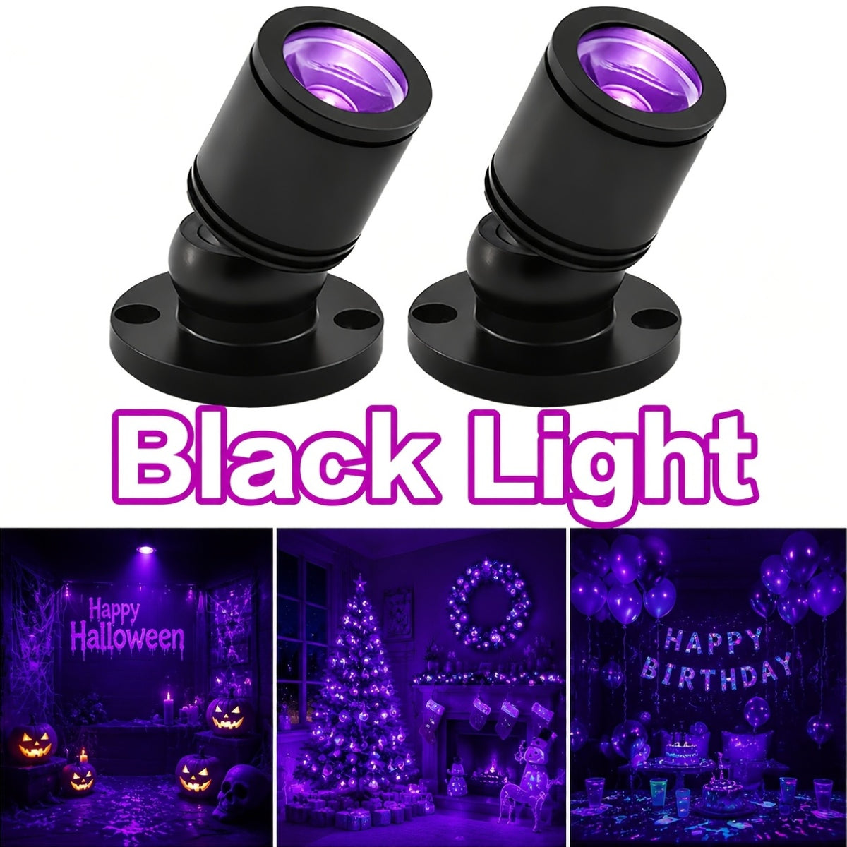 USB UV Black Light Mini Spotlights - Halloween Glow Party