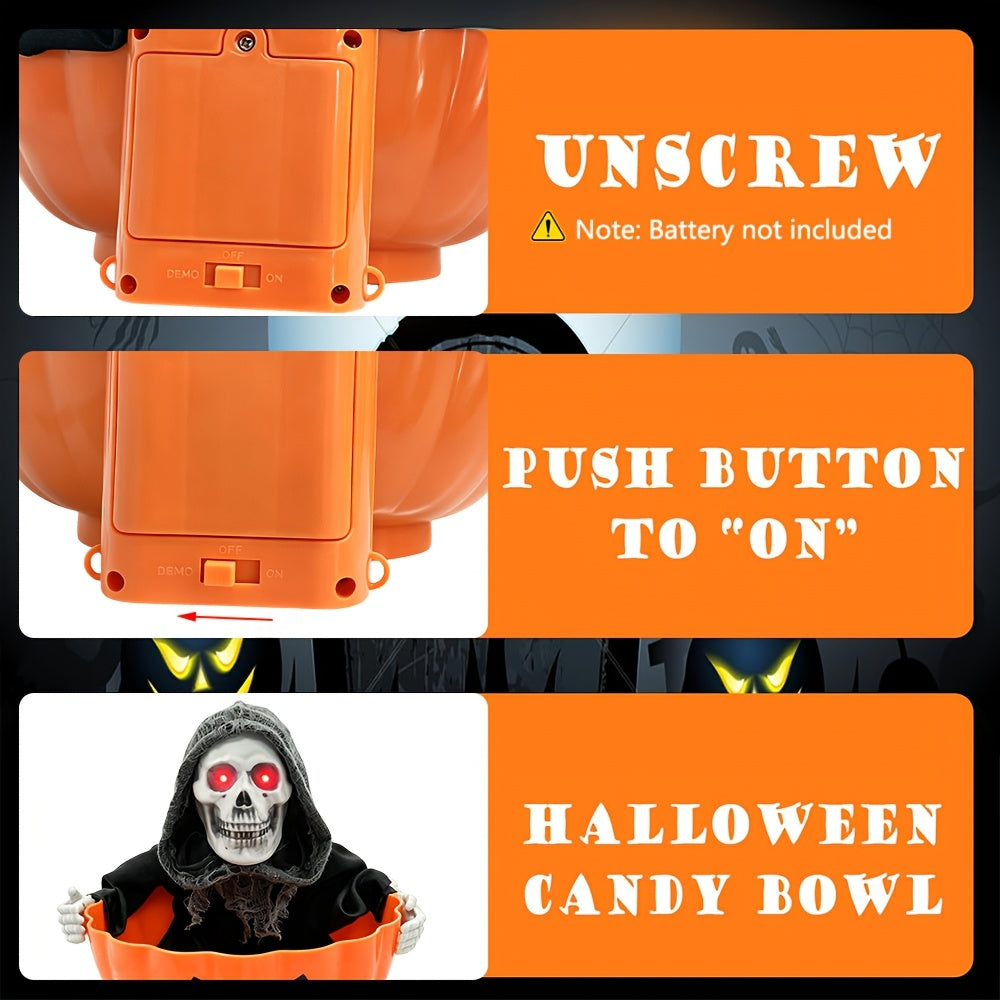 Light-up Halloween figure table lamp with sound effects, available as a skeleton or a witch