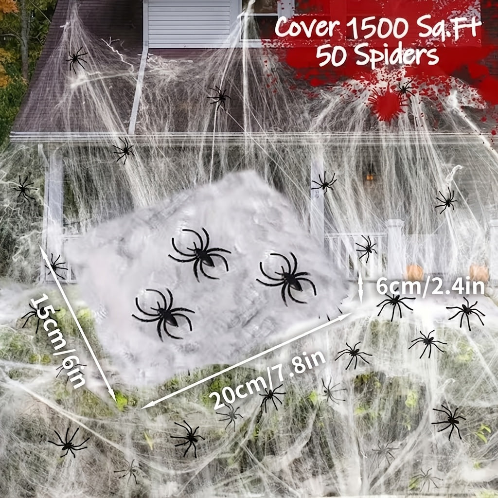 Halloween Spider Web Decoration, 1500 Sq Ft - Outdoor Yard Decor