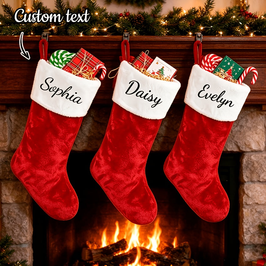 Personalized plush Christmas stocking with name