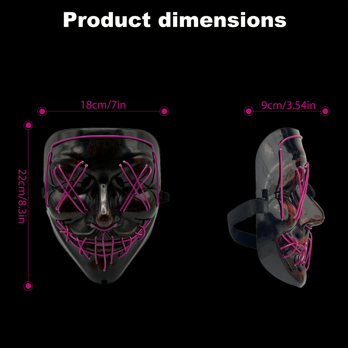 LED party mask that runs on two AA batteries