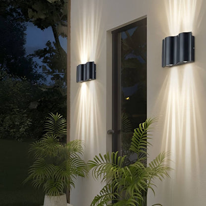 Sazanami Wavy Up-Down LED Outdoor Wall Light, Aluminum
