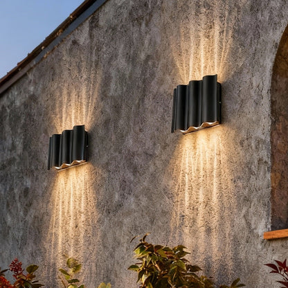 Sazanami Wavy Up-Down LED Outdoor Wall Light, Aluminum