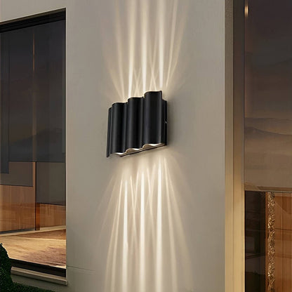 Sazanami Wavy Up-Down LED Outdoor Wall Light, Aluminum