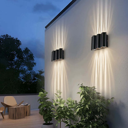 Sazanami Wavy Up-Down LED Outdoor Wall Light, Aluminum