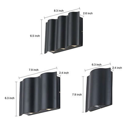 Sazanami Wavy Up-Down LED Outdoor Wall Light, Aluminum