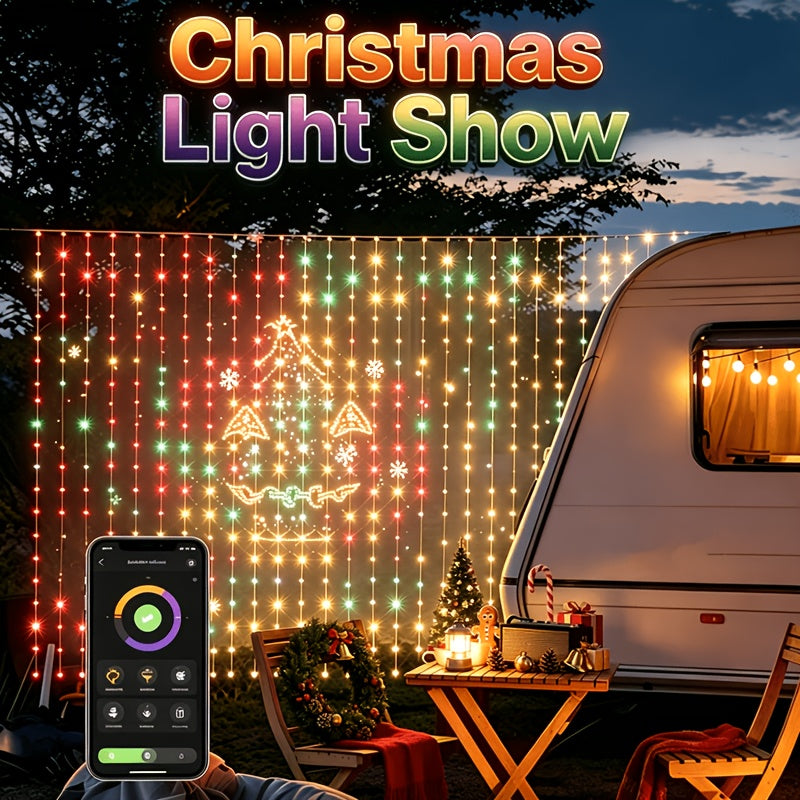 LED curtain lights sized for windows and walls