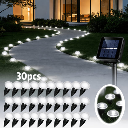 30-LED Solar Pathway Lights, Outdoor Landscape & Lawn Stake Lights, IP66