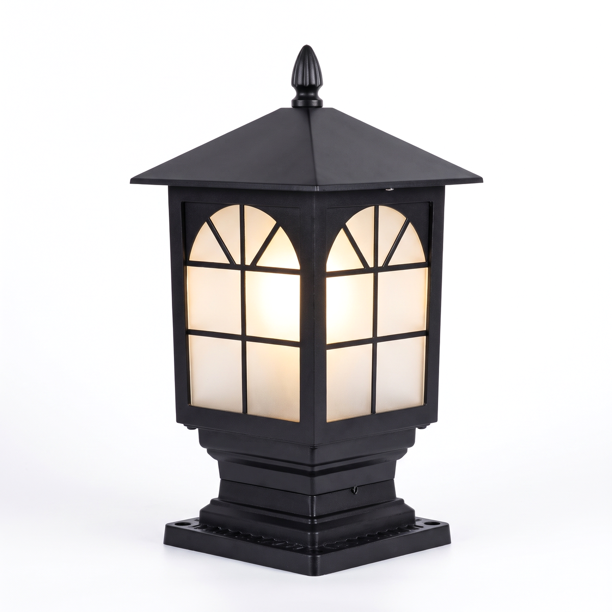 Birchwood arched window pillar light - clean, lit, white background