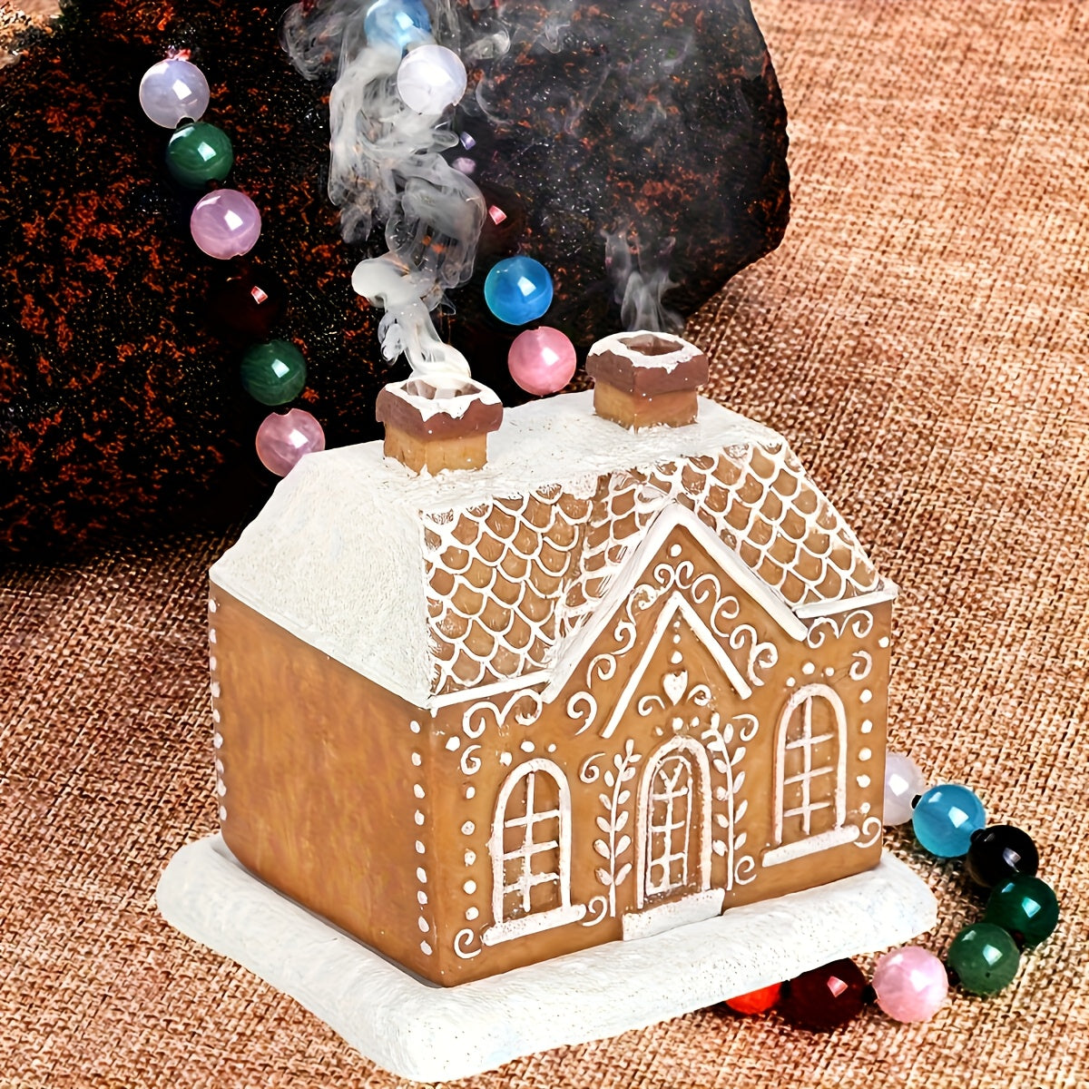 Christmas incense holder shaped like a cottage