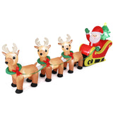 Inflatable Sleigh and Reindeer, 10 ft Christmas Yard Decor, 3 Reindeer Pulling Sleigh, Plug-In