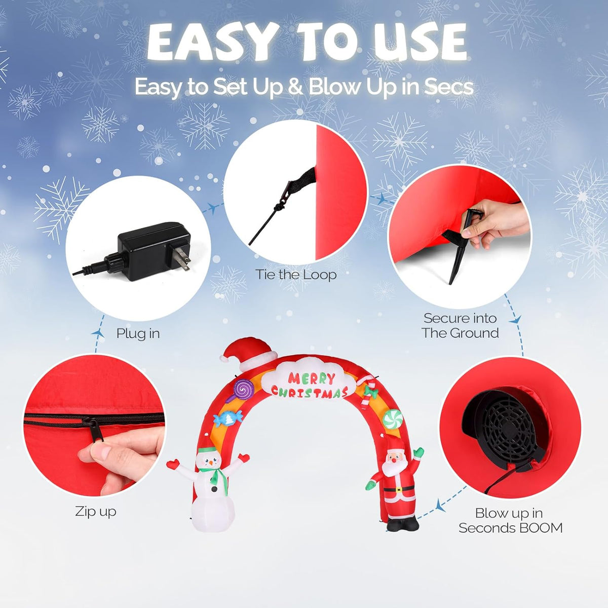 Holiday inflatable that folds into a storage bag