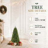 Pre-Lit Christmas Tree, 4.5, 5.5 or 8 ft, Warm White Pine, Metal Frame