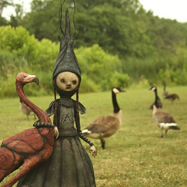 Witch sculpture Halloween decor figurine, product photo 4