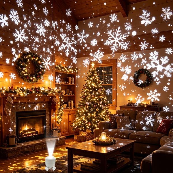 Snowflake Projector Light, 360 Degree Rotating Beam, USB Powered, Tabletop