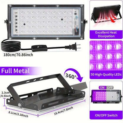 UV Black Light Flood Light - Halloween Glow Party Lighting