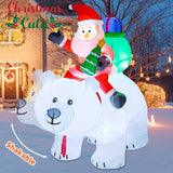 Outdoor Christmas Decorations, 6.5 FT Inflatable Santa Riding Bear, Shaking Head, LED Lights