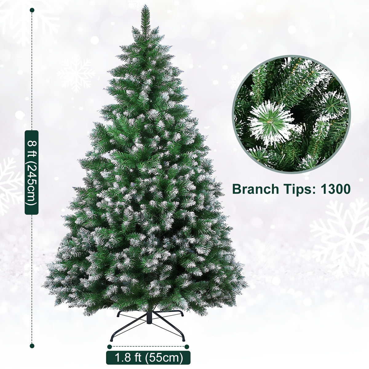 Classic pine artificial Christmas tree with a Christmas tree skirt