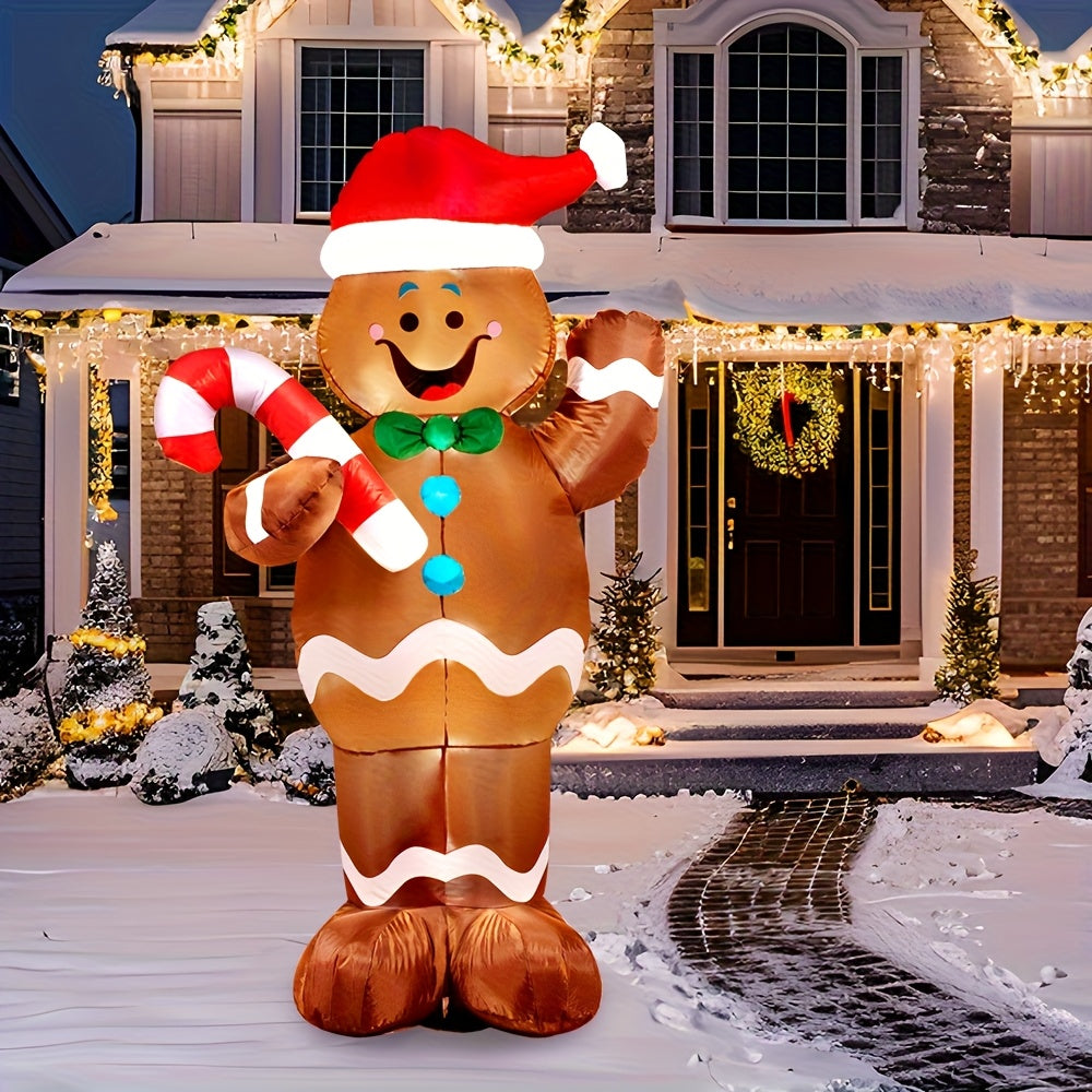 Gingerbread Man Inflatable, 5 ft LED Lighted with Candy Canes, Christmas Yard Decoration