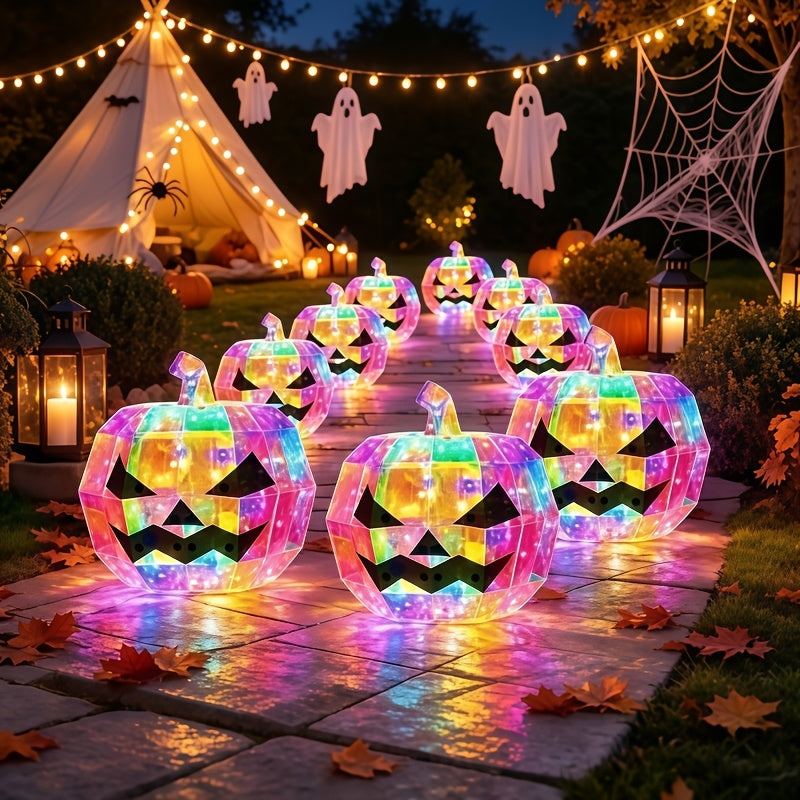 Pumpkin light showing its carved face detail