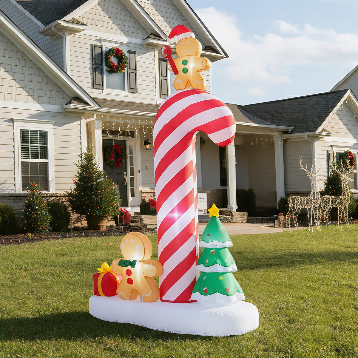 Christmas Inflatables, 10 ft Santa Sleigh Archway, Lighted Christmas Decorations Inflatable