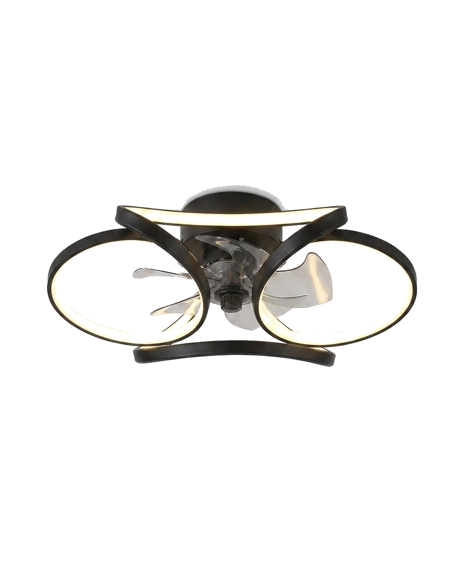 Corolla Ceiling Fan with Light, Sculptural LED Ring, Flush Mount, Dimmable Warm White
