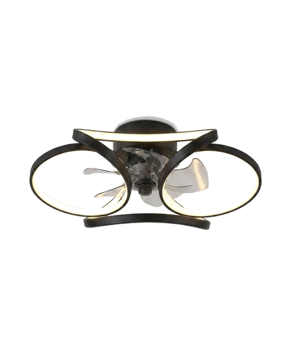 Corolla Ceiling Fan with Light, Sculptural LED Ring, Flush Mount, Dimmable Warm White