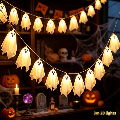 Ghost String Lights, Warm White LED, 59 in or 118 in, Battery Operated