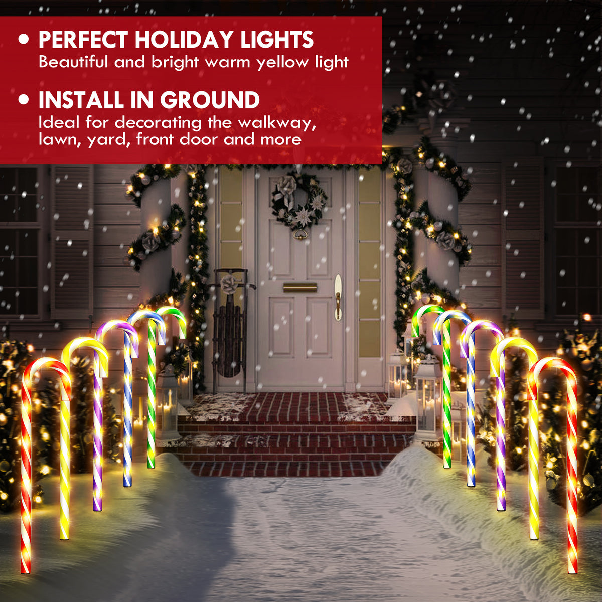 Extra tall candy cane stake light in molded plastic