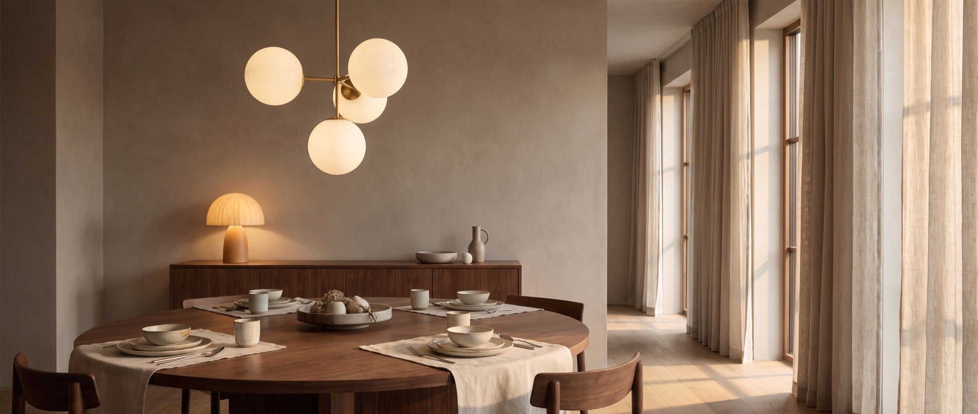 Selene 4-Light Opal Glass Globe Chandelier, Brass Frame, Dimmable