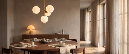 Selene 4-Light Opal Glass Globe Chandelier, Brass Frame, Dimmable