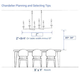 Skolva Modern Chandelier for Dining Room, Round Curved Glass, Brass or Matte Black Finish