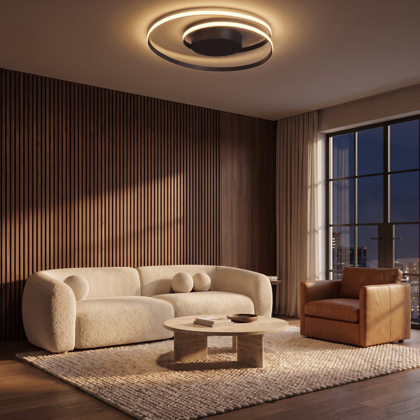 Linnea Spiral LED Flush Mount Ceiling Light, Black Ash Finish