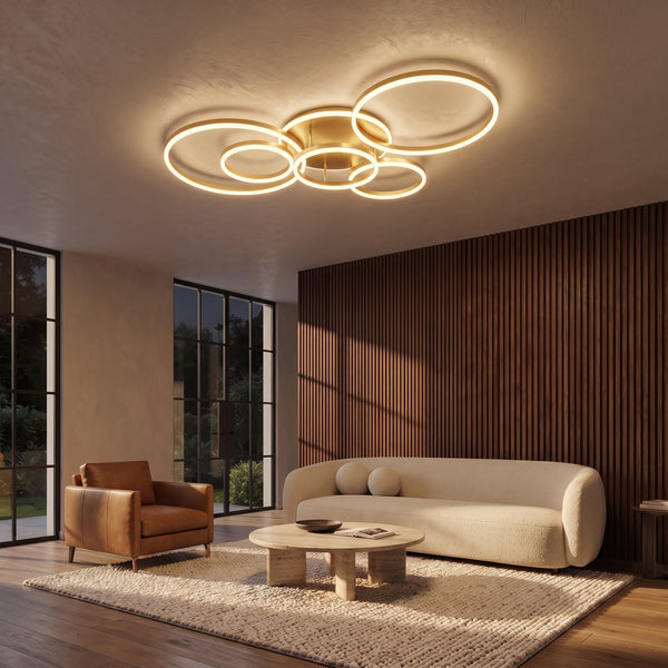 Ondine Circle Ring Flush Mount Ceiling Light, 2 to 6 Rings, Dimmable LED