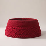 Red cable knit tree collar, studio photo