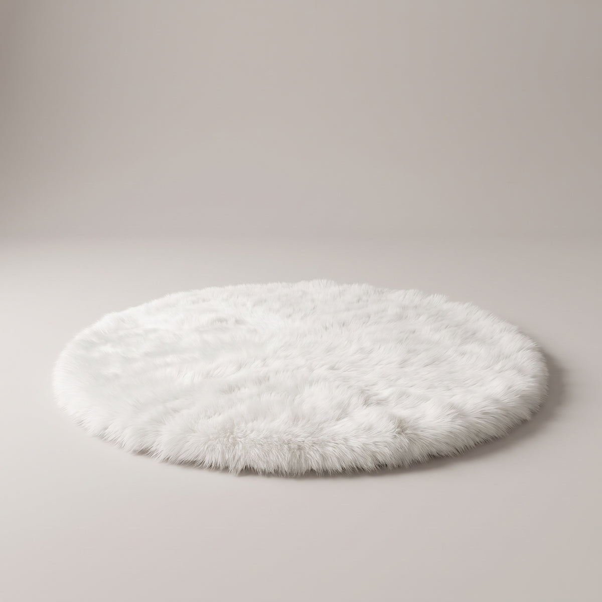 White plush round tree skirt, studio photo