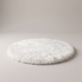 White plush round tree skirt, studio photo