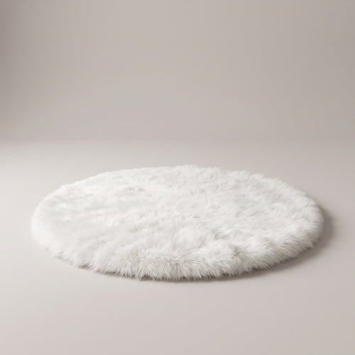 White plush round tree skirt, studio photo