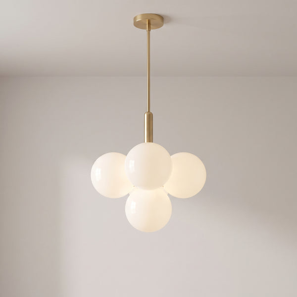 Solenne Modern Chandelier, Brushed Gold Globe Cluster, 5 or 13 Lights