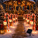 7/11pcs Solar Christmas Garden Light Set, IPX6 Outdoor Stake Lights with Santa Claus Ornaments, 8 Flashing Modes; Suitable for Courtyards, Residential Areas, Paths, Sidewalks, Driveways, Gardens, Walkways, Porches, And New Year Decor; 800 Lumens