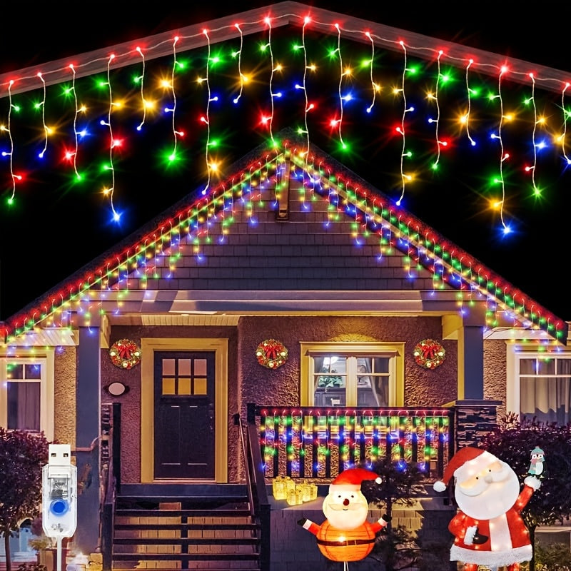 The icicle light set shown in blue