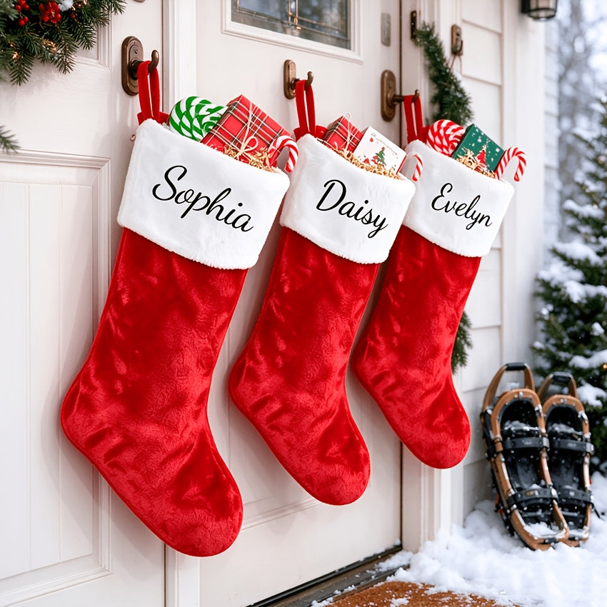 Plush stocking on a Christmas tree