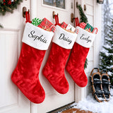 Plush stocking on a Christmas tree