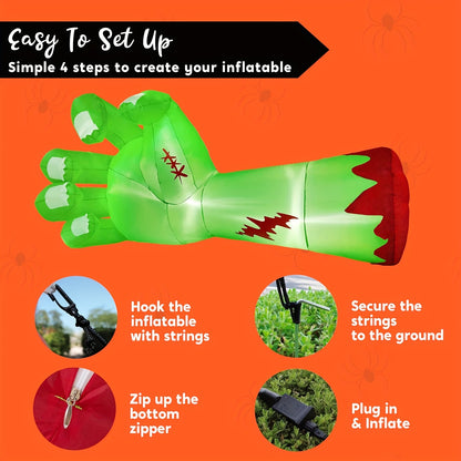 Close-up of the built-in LED lighting on the zombie arm inflatable