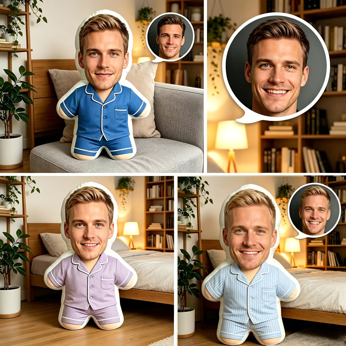 Personalized plush throw pillow printed digitally with a photograph