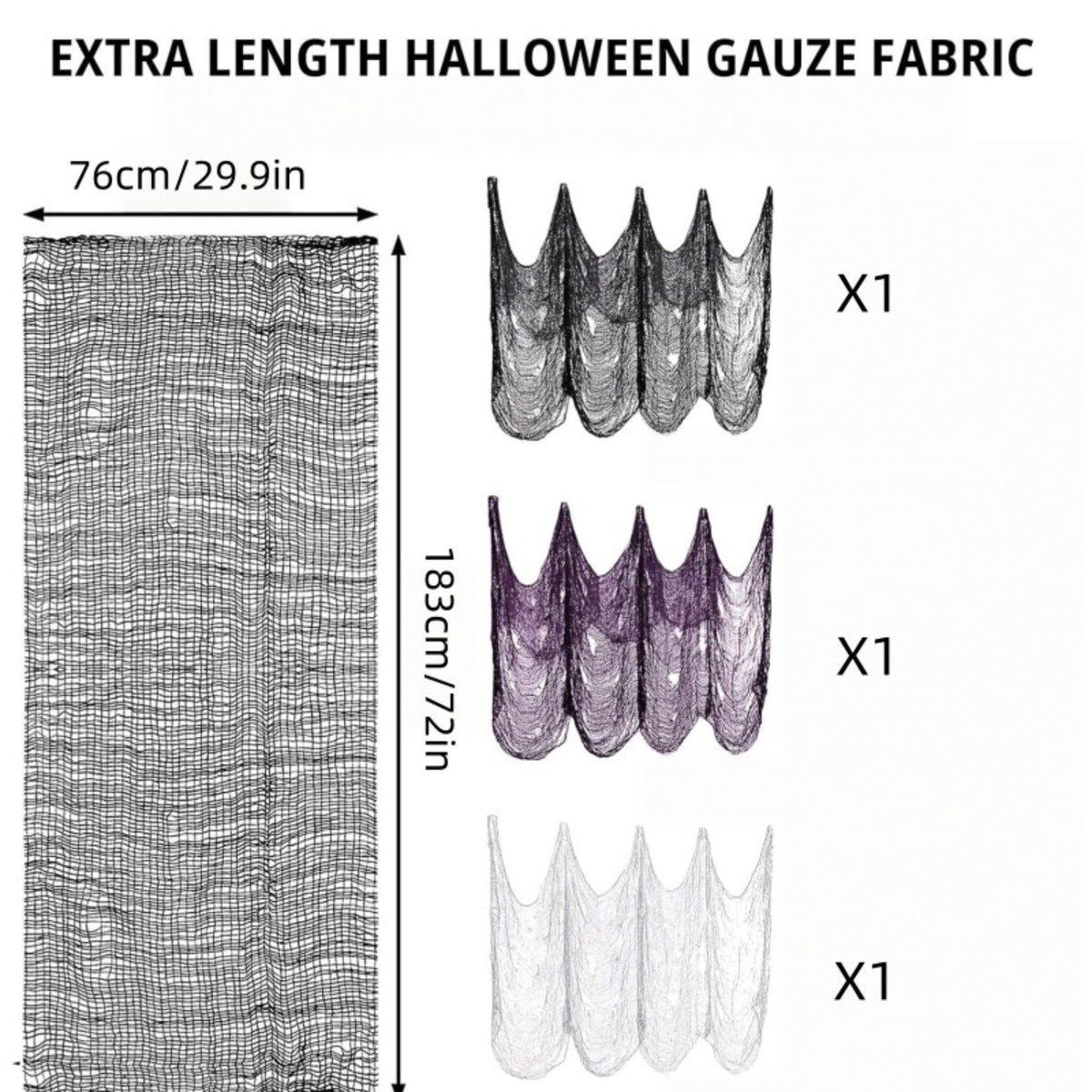 Close-up of black Halloween cheesecloth mesh weave