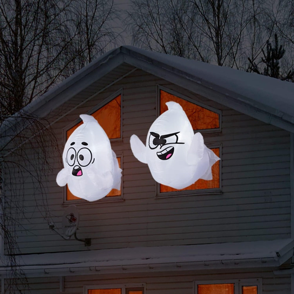 PVC inflatable ghost Halloween decoration shown at full inflated height