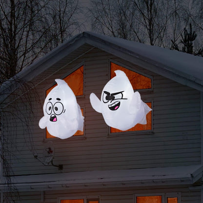 PVC inflatable ghost Halloween decoration shown at full inflated height